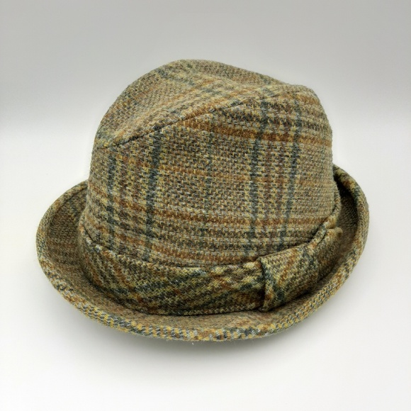 Other - Vintage Classic Wool Herringbone Plaid Trillby Hat